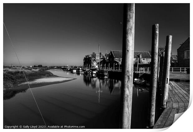 Blakeney Quay in Black and White Print by Sally Lloyd