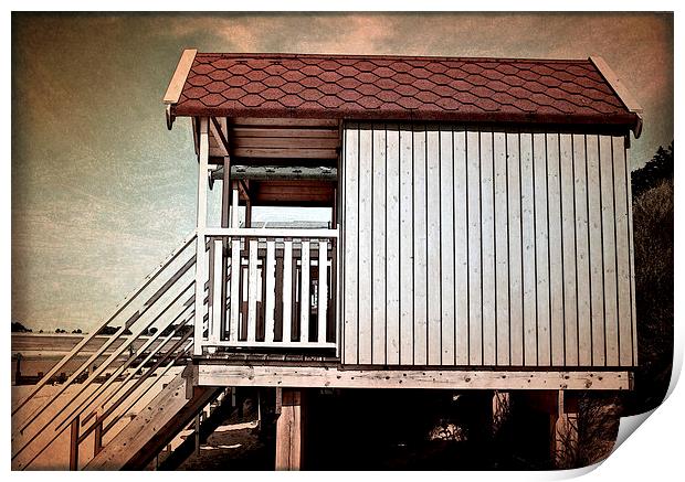 Red roof beach hut Print by Sally Lloyd