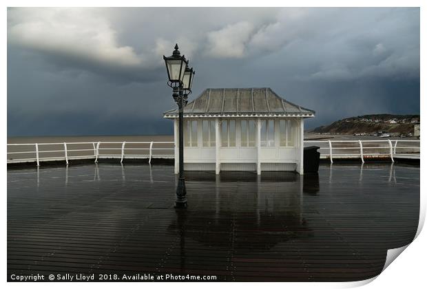 Stormy day at Cromer Pier Print by Sally Lloyd