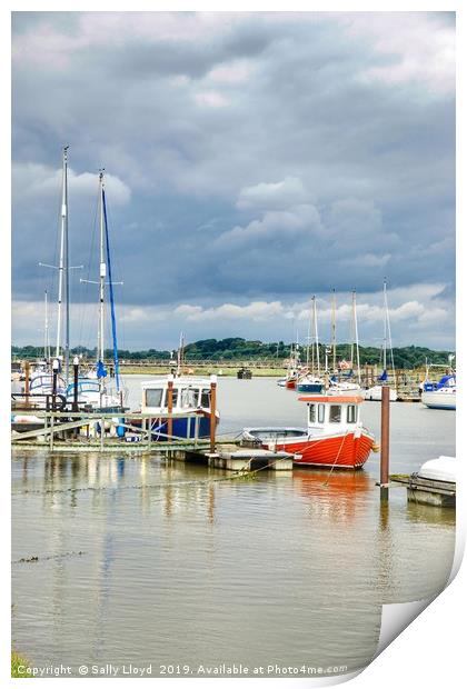 Harbour boats at Walberswick, Suffolk Print by Sally Lloyd