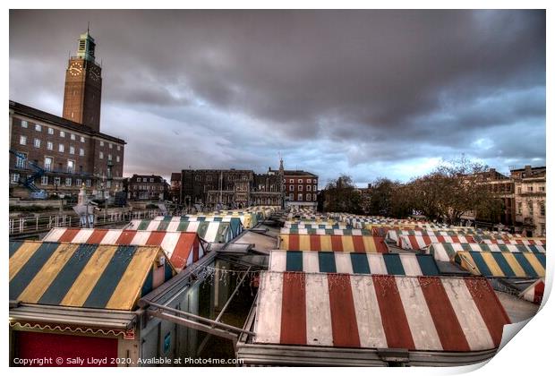 Norwich Market and City Hall Print by Sally Lloyd