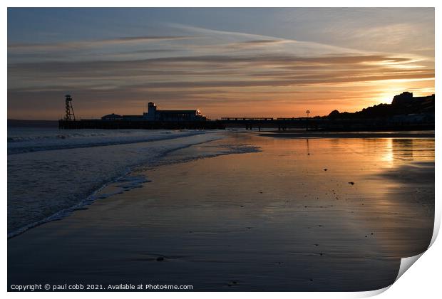 Sunset over the pier. Print by paul cobb