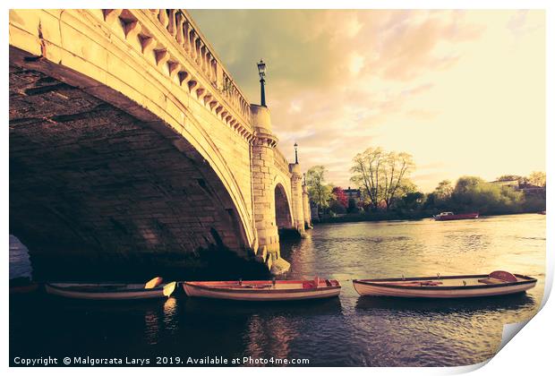 Richmond Bridge, Thames River, Richmond, London, U Print by Malgorzata Larys