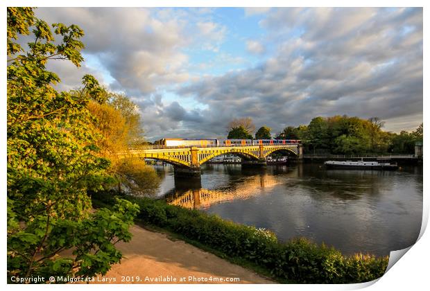 Richmond Railway Bridge, Thames River, Richmond, L Print by Malgorzata Larys