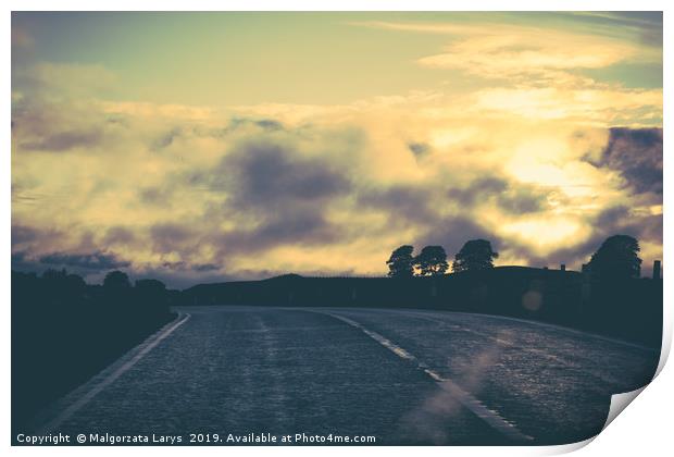 Scottish landscape,  the road at the sunset, Scotl Print by Malgorzata Larys