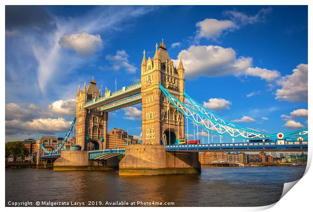 Tower Bridge in London on a beautiful, sunny day,  Print by Malgorzata Larys