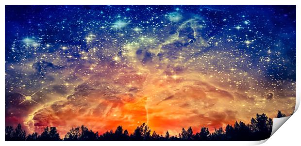 Galaxy Sunset Print by Erin Hayes