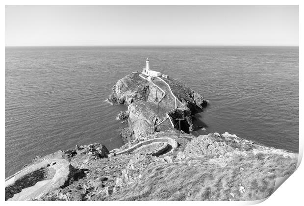 South Stack in monochrome Print by Mark Godden