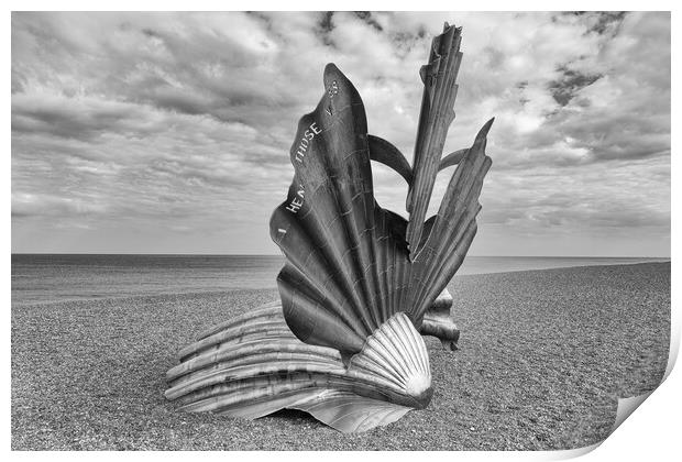 The 'Scallop' on Aldeburgh Beach Print by Mark Godden