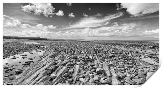 Kilve Beach in monochrome Print by Mark Godden