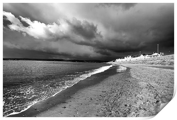 Storm over Exmouth in mono.  Print by Mark Godden