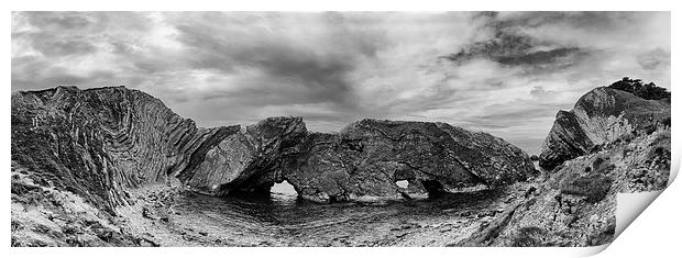  Stair Hole and the Lulworth Crumple in mono.  Print by Mark Godden