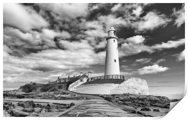 Lighthouse in monochrome.  Print by Mark Godden