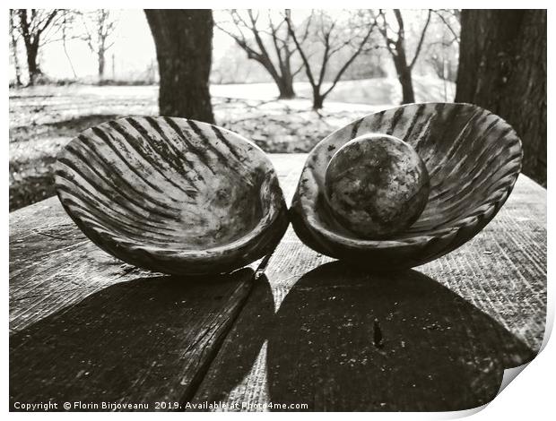Shell With Pearl Bw Print by Florin Birjoveanu