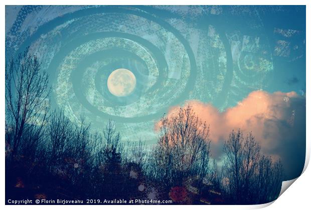 Moon Swirled Print by Florin Birjoveanu
