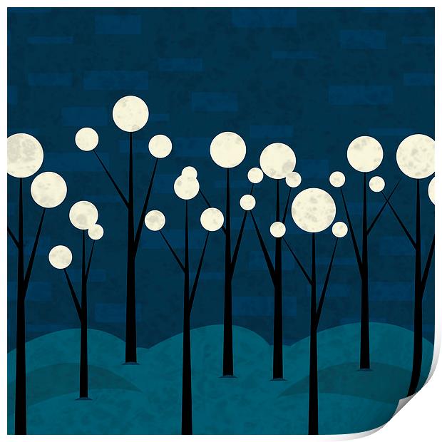Moon Forest Print by Iveta S