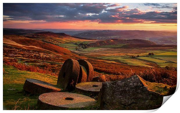  Sunset Colours over the Millstones Print by John Cropper