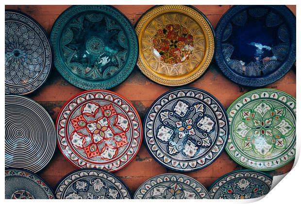 Moroccan Plates Print by Patrycja Polechonska