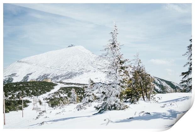 Sniezka Mountain Winter Print by Patrycja Polechonska