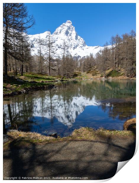 Lake Reflection Cervinia Aosta Valley Italy @FabrizioMalisan Photography-6020 Print by Fabrizio Malisan