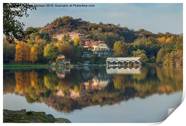  Autumnal reflection in lake Sirio Print by Fabrizio Malisan