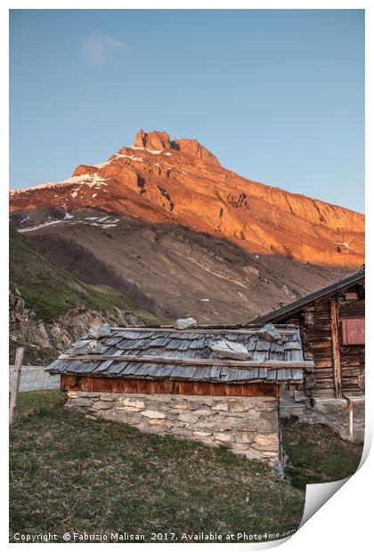 Sunset on the mountain peak Print by Fabrizio Malisan