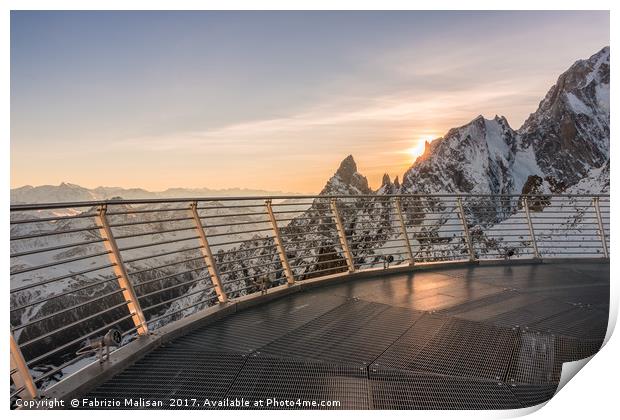 Sunset view from the top of SkyWay Mont Blanc  Print by Fabrizio Malisan
