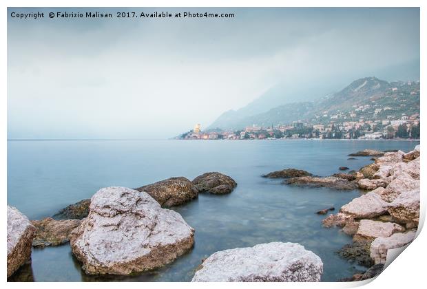 A Gloomy Day In Malcesine Lake Garda  Print by Fabrizio Malisan