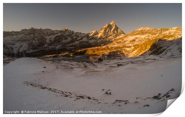 The Sun Sets Over The Matterhorn Mont Cervin Print by Fabrizio Malisan