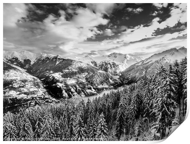 Atmospheric Snowy Mountain Landscape Print by Fabrizio Malisan