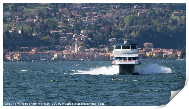 Ferry boat in Bellagio Lake Como Print by Fabrizio Malisan