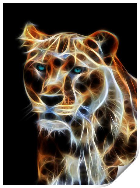  Lioness Fractal Flame Wall Art Print by Tanya Hall
