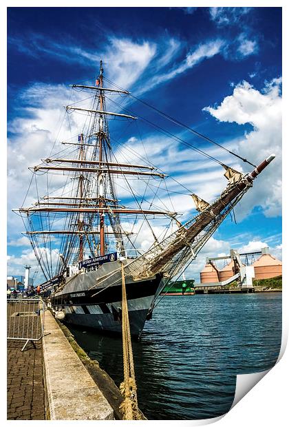 Tall Ship At Blyth Dock Northumberland Print by Tanya Hall