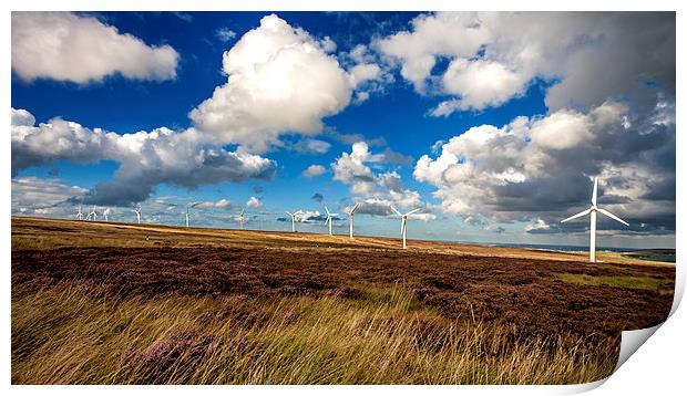 Ovenden Moor Wind Turbines Print by David Hirst