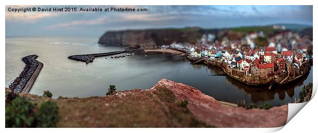  Staithes Model Village style image panoramic Print by David Hirst