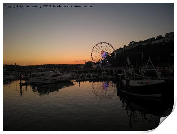 Sunset over Riviera wheel Print by tom downing