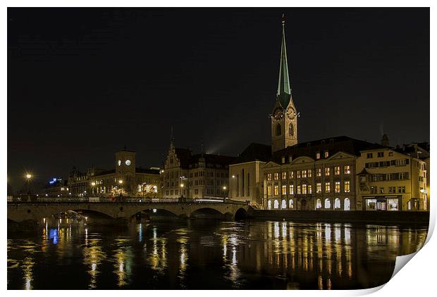 Zurich by Night  Print by Bob Small