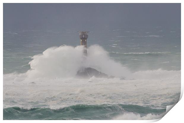 Longships Storm Print by Bob Small