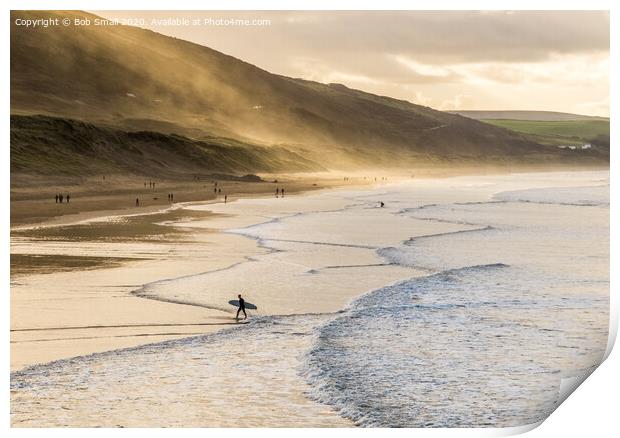 Heading home from the surf at Woolacombe Print by Bob Small