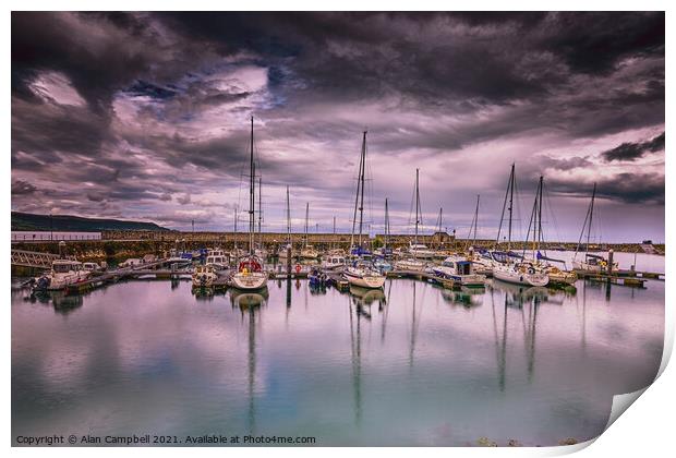 Waiting for the sun, Glenarm Marina Print by Alan Campbell