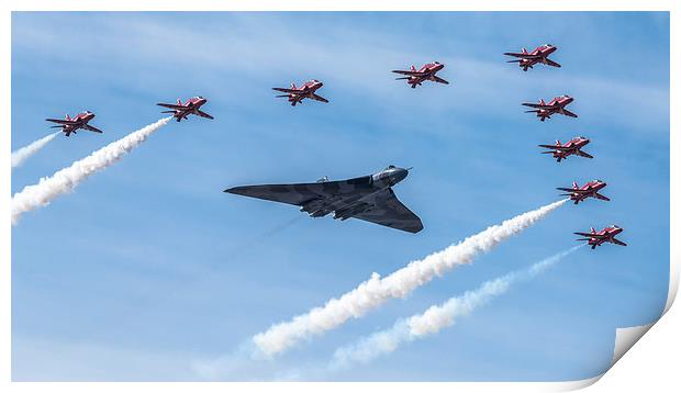  Vulcan Bomber and Red Arrows Print by Chris Hulme