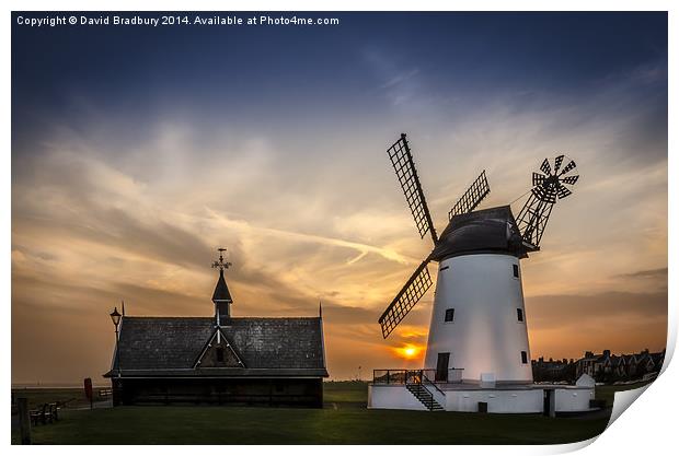  Lytham Windmill at Sunset Print by David Bradbury
