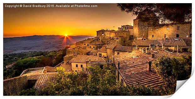  Volterra Sunset Print by David Bradbury