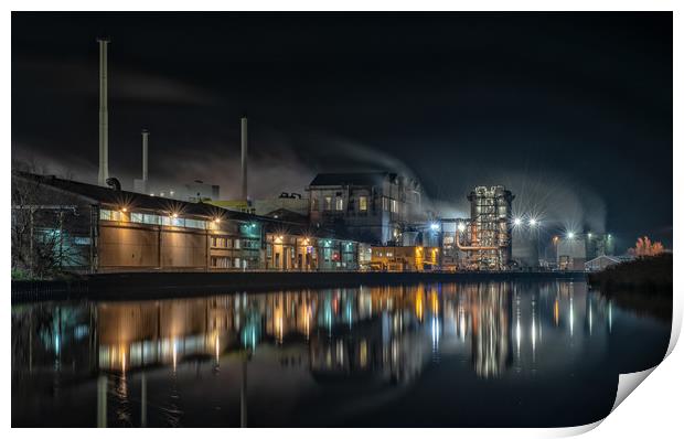Cantley sugarbeet factory at night Print by Tim Smith