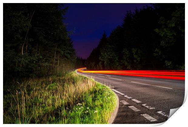 Taillight trail Print by Garry Quinn