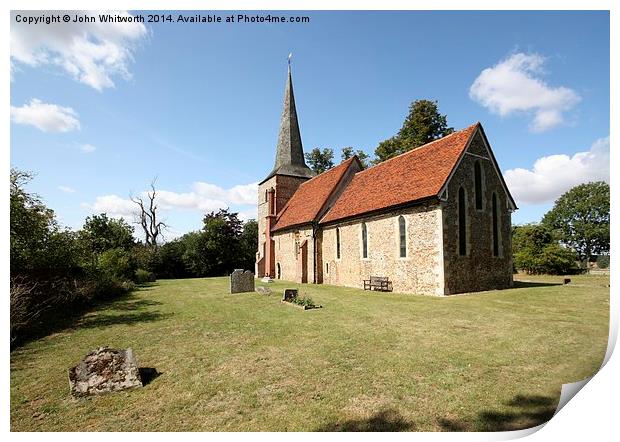  St Mary's Church, Fairstead, Essex Print by John Whitworth