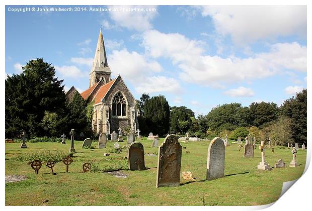 St Peter's church, Great Birch, Essex Print by John Whitworth