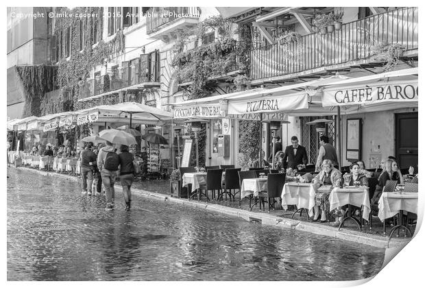 rainy day in Rome Print by mike cooper