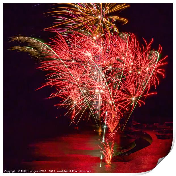 Lyme Regis Fireworks (2) Print by Philip Hodges aFIAP ,