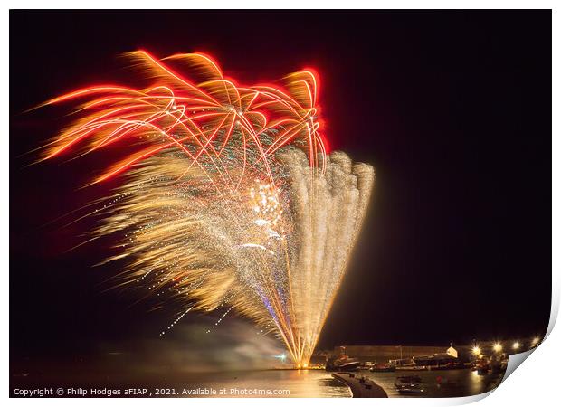 Lyme Regis Fireworks (4) Print by Philip Hodges aFIAP ,